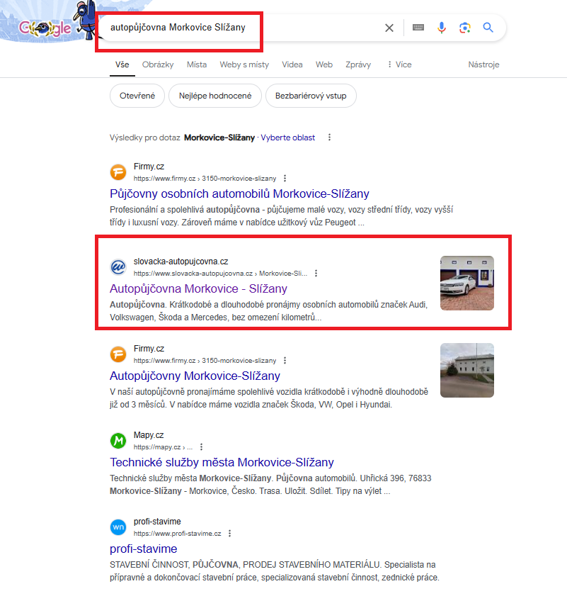 Autopujcovna Morkovice Slizany
